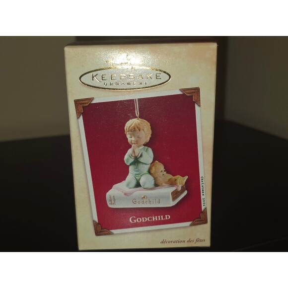 Hallmark Keepsake GODCHILD Praying Child & Teddy 2002 CHRISTMAS Ornament NEW - Picture 1 of 8
